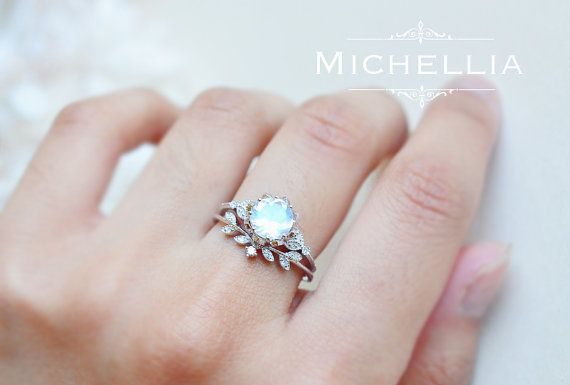 Luxury Jewelry 2017/2018 : Vintage Moonstone Floral Engagement Ring in by MichelliaDesigns…