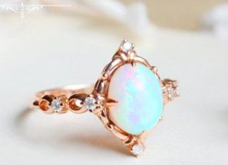 Luxury Jewelry 2017/2018 : 14K/18K Opal Engagement Ring with Diamond, Solid Gold Ethiopian Fire Opal Promise Ring, Rose Gold Yellow Gold White Gold, October Birthstone