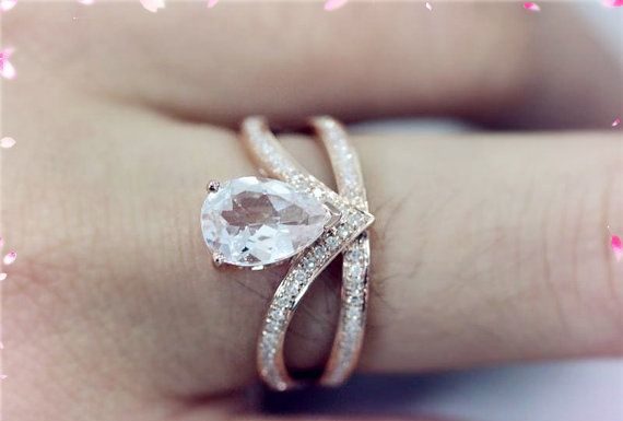Luxury Jewelry 2017/2018 : 14K Rose Gold 7x9mm Morganite Ring Engagement Ring by LoveGemArts