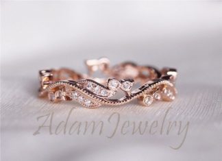 Luxury Jewelry 2017/2018 : Fancy Solid 14K Rose Gold Wedding Band Full by AdamJewelry on Etsy, $299.00…