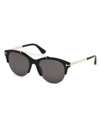 Best Summer Accessories 2017/2018 : Adrenne+Monochromatic+Semi-Rimless+Brow-Bar+Sunglasses,+Black+by+TOM+FORD+at+Nei…