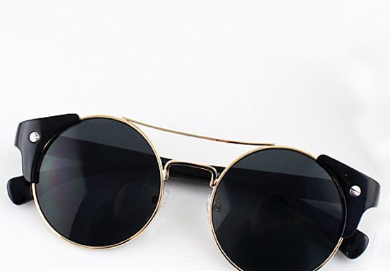 Best Summer Accessories 2017/2018 : Black Lenses Gold Round Sunglasses…