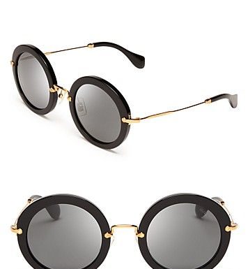 Best Summer Accessories 2017/2018 : Miu Miu Noir Round Sunglasses | Bloomingdale’s