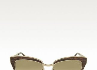 Best Summer Accessories 2017/2018 : Roberto Cavalli SUALOCIN 973S Gold Metal and Brown Animal Print Acetate Cat Eye Sunglasses
