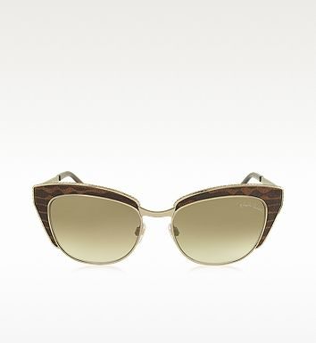 Best Summer Accessories 2017/2018 : Roberto Cavalli SUALOCIN 973S Gold Metal and Brown Animal Print Acetate Cat Eye Sunglasses
