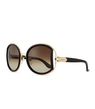 Best Summer Accessories 2017/2018 : Round Sunglasses with Buckle Detail, Black