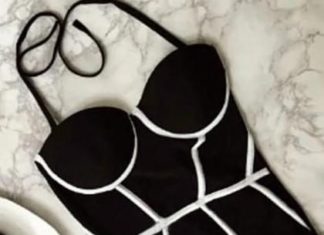 Best Swimwear 2017/2018 : Black Textured Halter Swimsuit