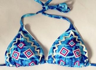 Best Swimwear 2017/2018 : Blue Ethnic Print Halter Bikini Set