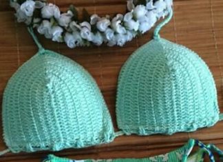 Best Swimwear 2017/2018 : Mint Green Crochet Aztec-Print Bikini Set