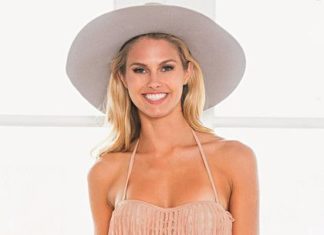 Best Swimwear 2017/2018 : Pink Lace Fringed Halter Swimsuit