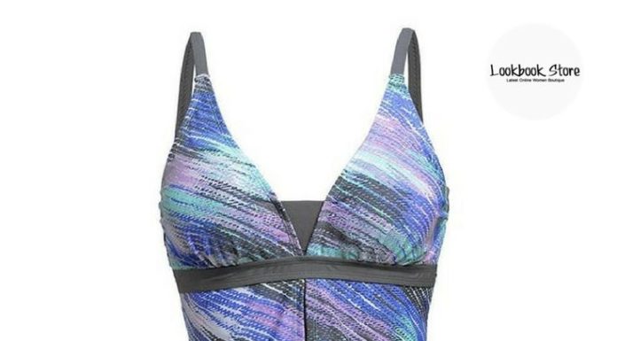 Best Swimwear 2017/2018 : Swimwear // Be beautiful on a bright sunny day with this grey and blue abstract-…
