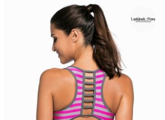 Best Swimwear 2017/2018 : Swimwear // Match this magenta striped sports bra two-piece set with your rubber…