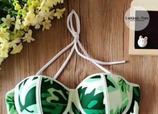 Best Swimwear 2017/2018 : Swimwear // Nail that beach babe look in this lovely picture-perfect green print…