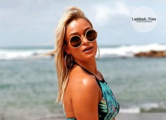 Best Swimwear 2017/2018 : Swimwear // Put on this gorgeous floral palm-print high-neck halter bikini set a…