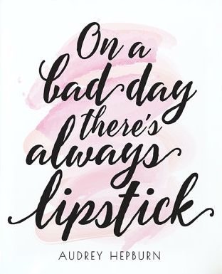 Fashion Quotes : On a bad day there's always lipstick PRINTABLE art,Audrey Hepburn quote,gift for her,inspirational quote,pink & black,printable women gift