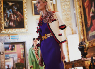 Gucci : Pintucks feature on a cady crêpe wool silk dress with…