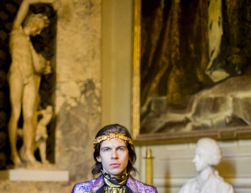 Gucci : Worn by musician James Righton from Shock Machine, a gold…
