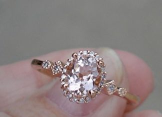 Luxury Jewelry 2017/2018 : 1 ct. Morganite Solitaire and Diamond Ring 14K Rose Gold Ring 1 Carat Morganite