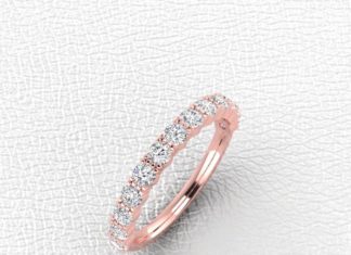 Luxury Jewelry 2017/2018 : 14K Rose gold 6 prong diamond band…