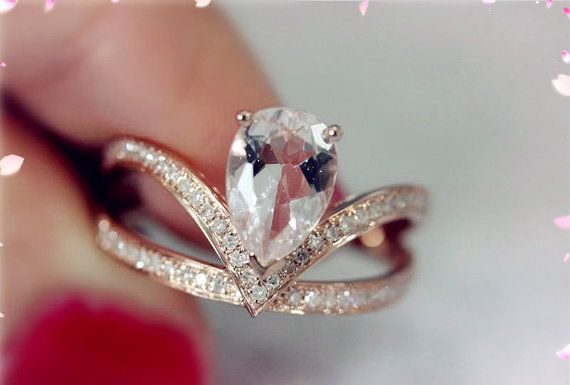 Luxury Jewelry 2017/2018 : 14K Rose Gold 7x9mm Morganite Ring Engagement Ring by LoveGemArts