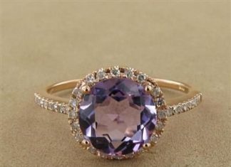 Luxury Jewelry 2017/2018 : 14K Rose Gold Amethyst & Diamond Round Ring…