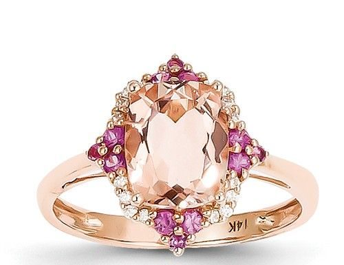 Luxury Jewelry 2017/2018 : 14k Rose Gold Morganite & Diamond Ring