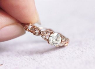 Luxury Jewelry 2017/2018 : 14K Rose Gold Mossanite Ring 5mm Round Moissanite Ring Engagement Ring Diamonds Wedding Ring Promise Ring Moissanite Jewelry