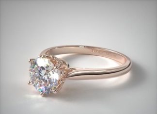 Luxury Jewelry 2017/2018 : 14K Rose Gold Spring Blossom Six Prong Solitaire Engagement Ring