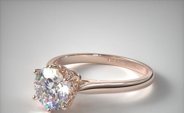 Luxury Jewelry 2017/2018 : 14K Rose Gold Spring Blossom Six Prong Solitaire Engagement Ring