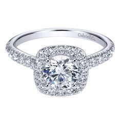 Luxury Jewelry 2017/2018 : 14k White Gold Diamond Halo Engagement Ring