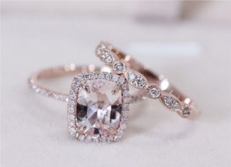 Luxury Jewelry 2017/2018 : Art Deco VS 7x9mm Pink Morganite Wedding Set w/ by AbbyandWills…