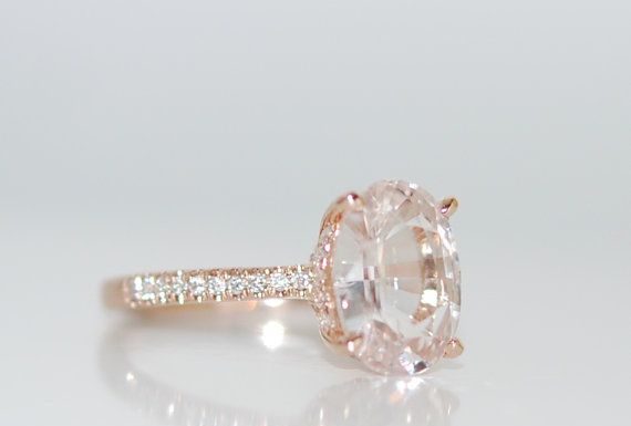 Luxury Jewelry 2017/2018 : Blake Lively ring White Sapphire Engagement Ring oval cut 14k rose gold diamond ring 3.02ct White sapphire ring