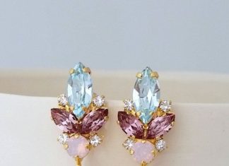 Luxury Jewelry 2017/2018 : Blue pink earrings,Bridal earrings,Blue opal chandelier earrings,Wedding earring…