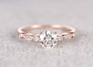Luxury Jewelry 2017/2018 : brillant Moissanite bague de fiançailles en or Rose par popRing…