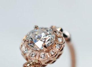 Luxury Jewelry 2017/2018 : Diamond and Rose Gold Art Deco Wedding Ring…