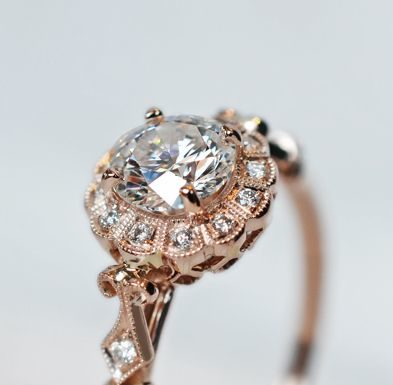 Luxury Jewelry 2017/2018 : Diamond and Rose Gold Art Deco Wedding Ring…
