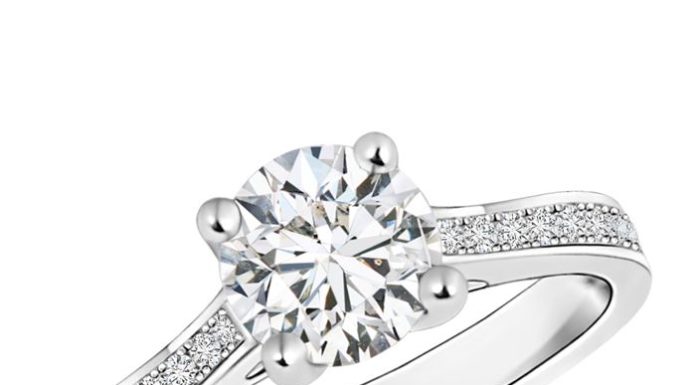 Luxury Jewelry 2017/2018 : Four Prong Set Solitaire Round Diamond Cathedral Ring. Classic beauty! With this…