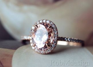 Luxury Jewelry 2017/2018 : Gifts! 14k Rose Gold Engagement Ring With Classic Oval Cut 7*9mm Morganite Pave Diamond Wedding Ring Gemstone Ring Morganite Engagement Ring