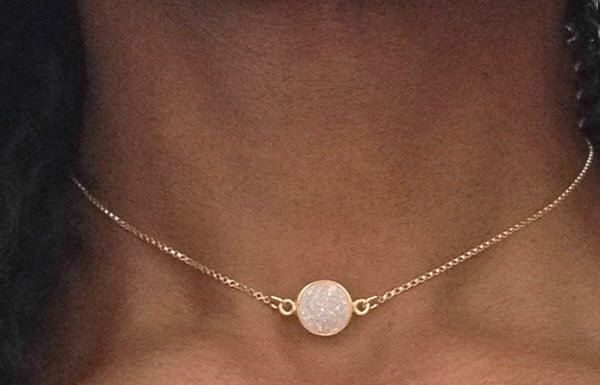 Luxury Jewelry 2017/2018 : Gold Choker Necklace Gold Druzy Necklace Gold Choker Chain White Druzy Choker Gold Collar Necklace Dainty Gold Choker Druzy Jewelry