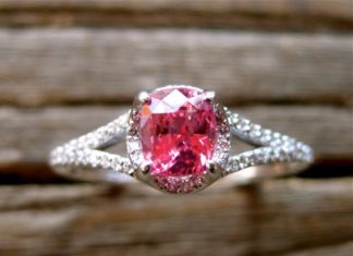 Luxury Jewelry 2017/2018 : Hand Crafted Orangey Pink Padparadscha Sapphire Engagement Ring in 14K White Gol…