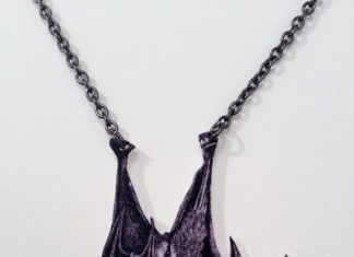 Luxury Jewelry 2017/2018 : Hanging Bat Necklace, black nickel, vintage bat, vintage image, halloween jewelr…