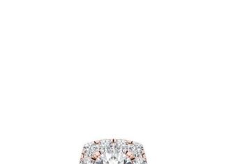 Luxury Jewelry 2017/2018 : In Love by BRIDES Rose Gold Cushion Halo Engagement Ring |