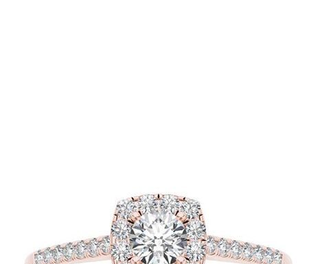 Luxury Jewelry 2017/2018 : In Love by BRIDES Rose Gold Cushion Halo Engagement Ring |