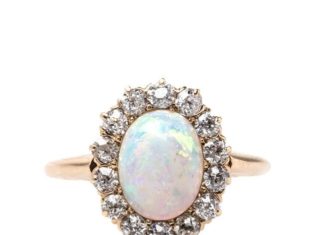 Luxury Jewelry 2017/2018 : Lindenwald is a sweet opal and diamond vintage ring from Trumpet & Horn! // …