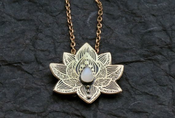 Luxury Jewelry 2017/2018 : Lotus Pendant Water Lily Necklace Brass Flower by spaceweaver