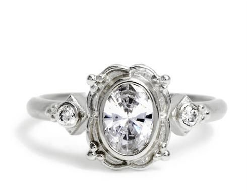 Luxury Jewelry 2017/2018 : Megan Thorne Oval Picture Frame Ring in White Gold