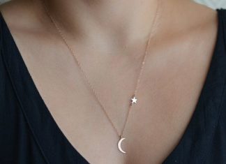 Luxury Jewelry 2017/2018 : Moon and Star Necklace, Crescent Moon Necklace Gold, Silver or Rose Gold, Moon Star Jewelry