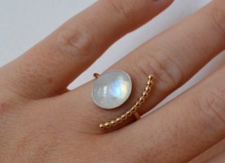 Luxury Jewelry 2017/2018 : Moonstone Half Moon Ring, 14K Gold Filled Ring, Rainbow Moonstone Ring, Open Stone Ring, Gold Gemstone Ring
