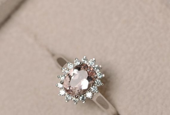 Luxury Jewelry 2017/2018 : Natural morganite ring, pink gemstone, sterling silver, engagement ring, promise ring for her