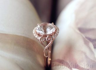 Luxury Jewelry 2017/2018 : New Design Christmas Discount ! 1.65ct Oval Cut 7*9mm Morganite Ring Halo Diamond Ring 14k Rose Gold Wedding Ring Morganite Engagement Ring